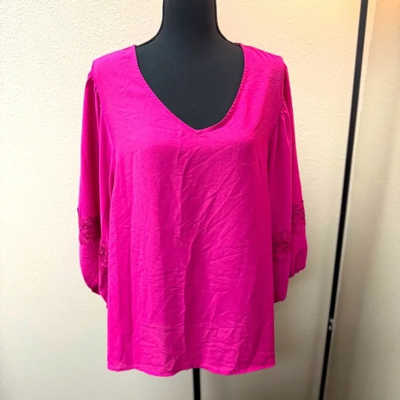 Est. 1946 Women's Hot Pink Boho Blouse. Size large. - Picture 1 of 8